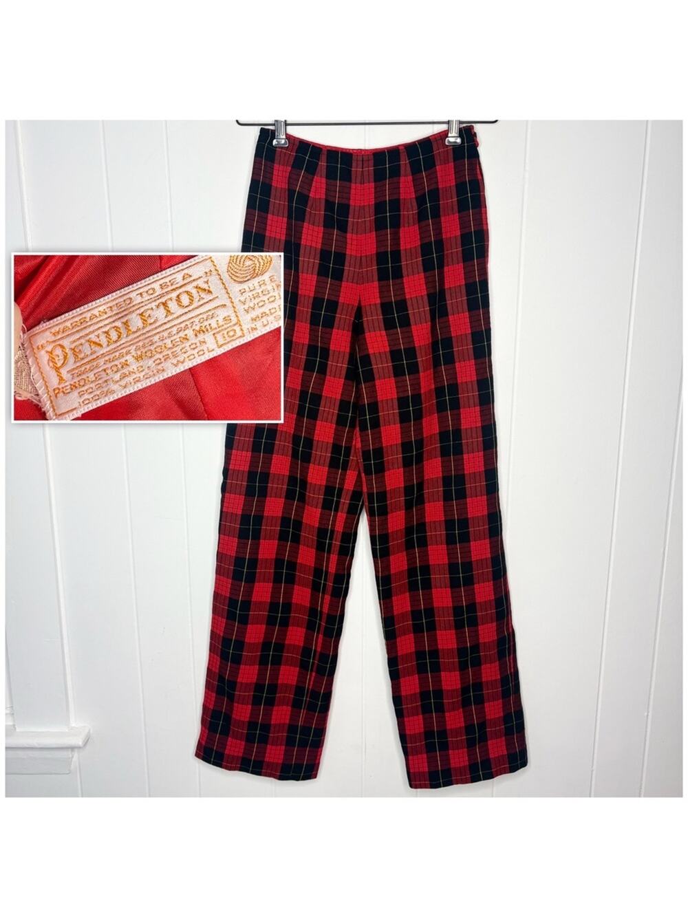 VINTAGE 70’s 100% Wool Pendleton Tartan Plaid Pants Women’s Size 10 Classic
